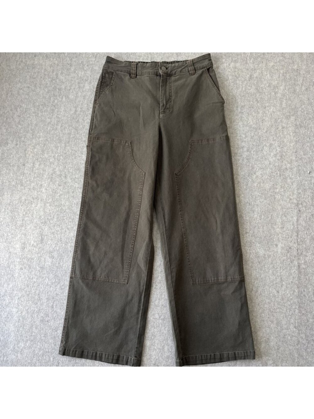 YFB Young Fabulous Broke Wide Leg Utility Denim Pants Womens L Olive Green NWT